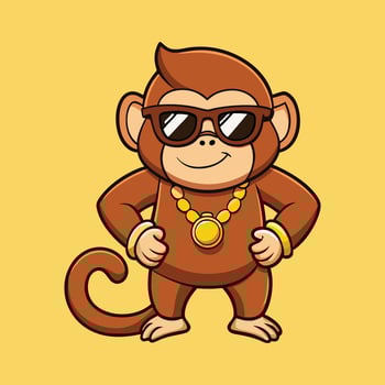 Jungle Vibes Trendy Dabbing Monkey Cartoon Art for Streetwear Branding Youth Culture Projects vector