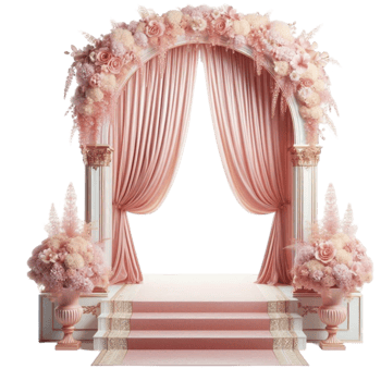 Wedding Stage with Pink Flowers png
