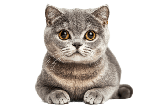 Cute gray cat with big eyes looking straight ahead png