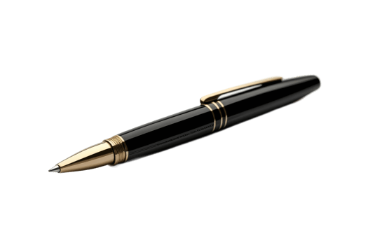 Elegant black and gold pen on a white surface png