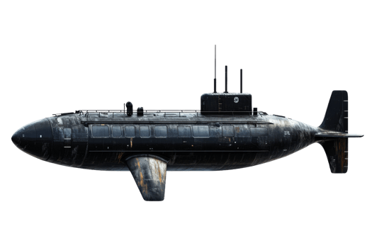 Unique submarine design in sleek dark tones png