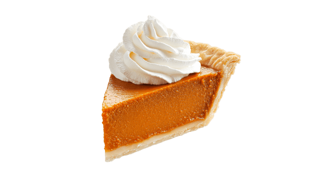 Whipped cream on pumpkin pie slice png