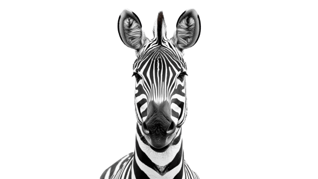 Close up view of a zebra with striking stripes png