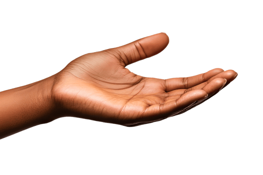 Open hand reaching out in gesture of giving png