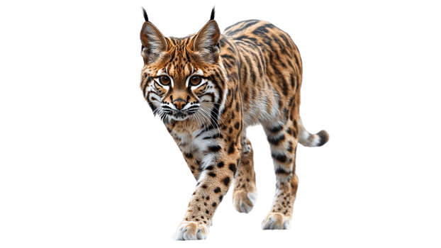 Wild lynx walking on a white background png