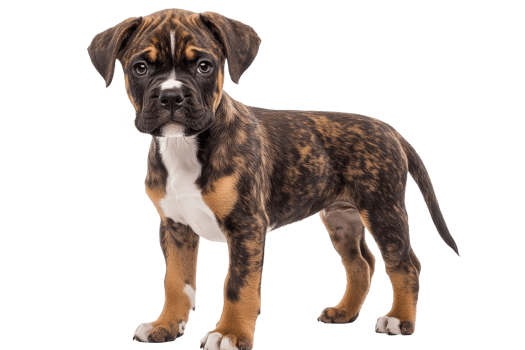 Cute puppy standing in studio with playful gaze png