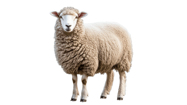 Cute fluffy sheep standing in bright light png
