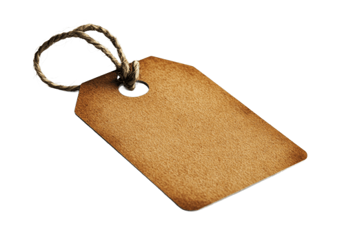Blank brown tag with twine for labeling items png
