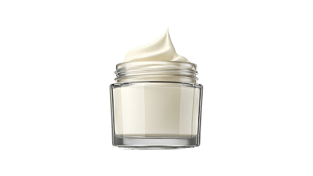 Cream jar with swirled lid on a white background png