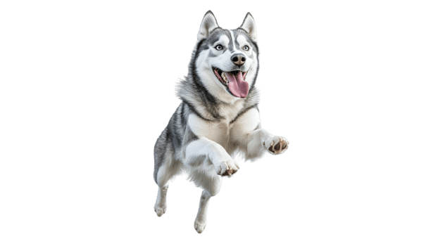 Energetic husky jumping in playful mood png