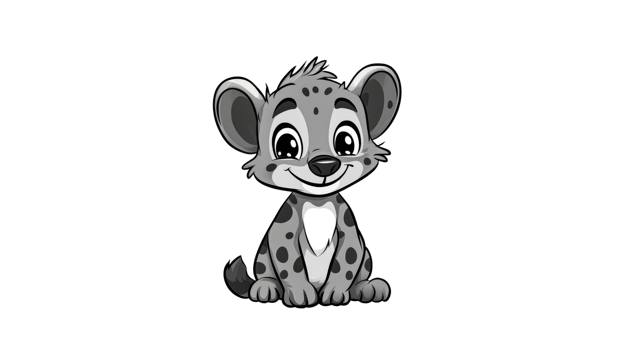 Cute cartoon hyena character smiling and sitting png