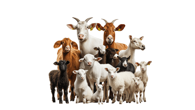 Group of farm animals posing together in studio png