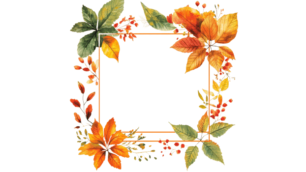 Colorful autumn leaves frame for seasonal decor png