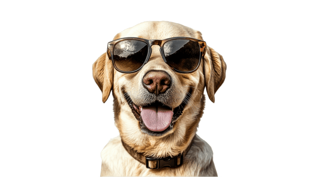 Happy dog in sunglasses png