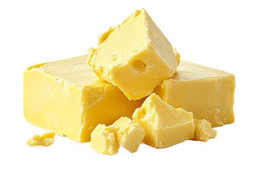 Yellow butter blocks on white background png