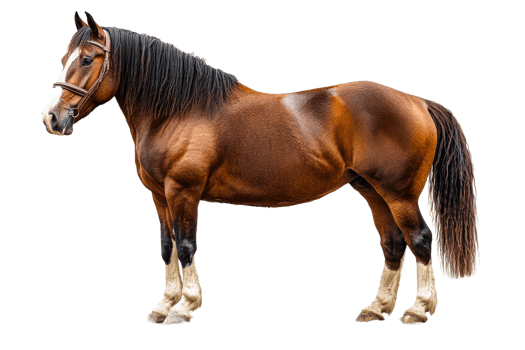 Strong brown horse standing gracefully outdoors png
