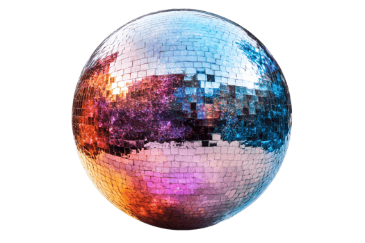 Vibrant reflections from a disco ball png