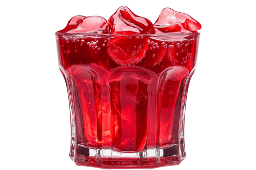 Refreshing red drink in a glass with ice png