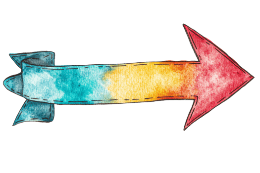 Bright watercolor arrow pointing to the right png