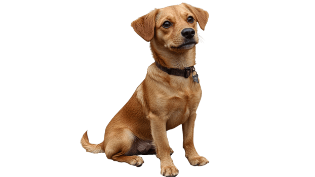 Cute brown dog sitting calmly in bright light png