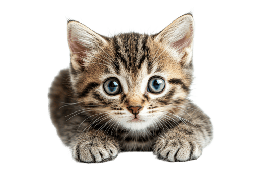 Cute tabby kitten with bright blue eyes png