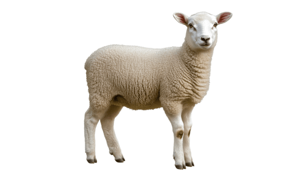 Confident young lamb in bright light png