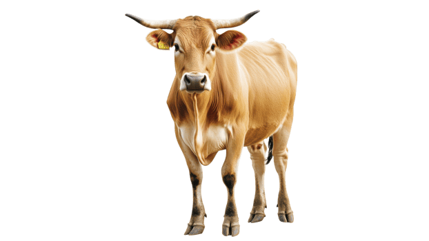 Brown cow standing in a bright background png