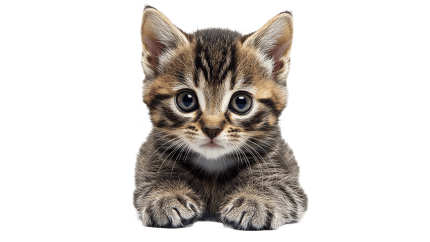 Cute tabby kitten looking curiously at the camera png