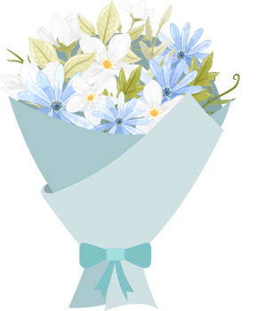 Blue Floral Bouquet in Pale Wrap png