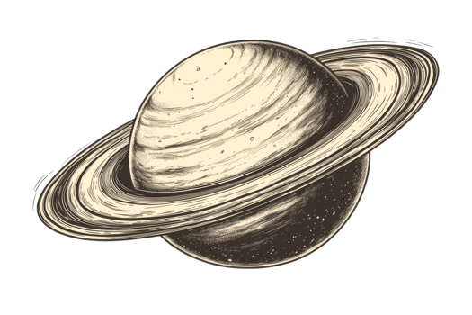 Saturn with rings depicted in artistic style png