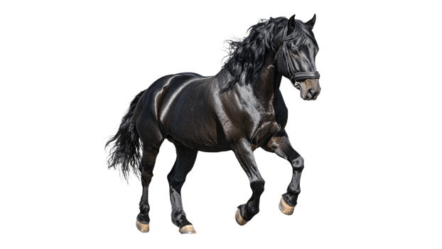 Graceful black horse galloping png