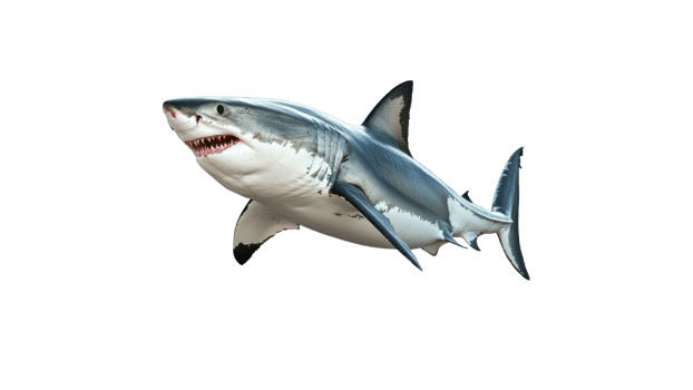 Shark swimming in open water near the surface png