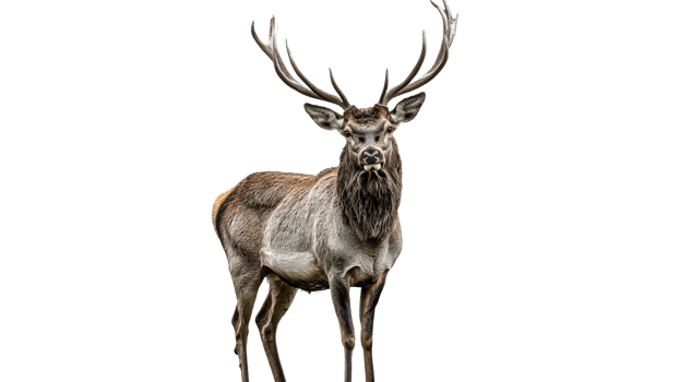 Proud deer with impressive antlers png