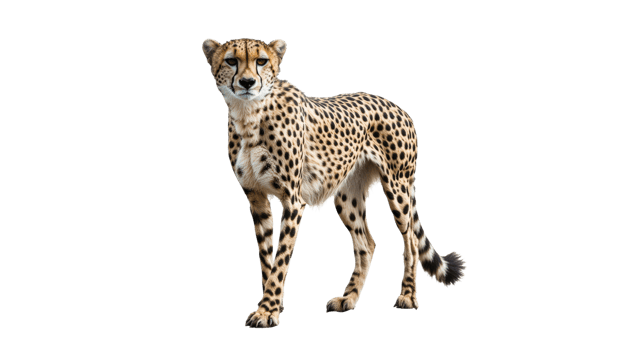 Cheetah standing gracefully on a white background png
