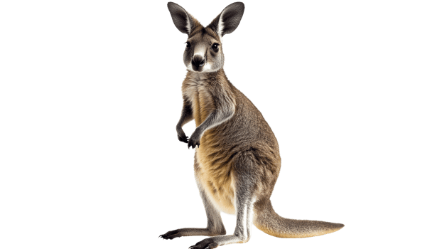 Kangaroo standing in a neutral pose indoors png