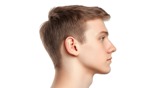 Side profile of a young man with short hair png