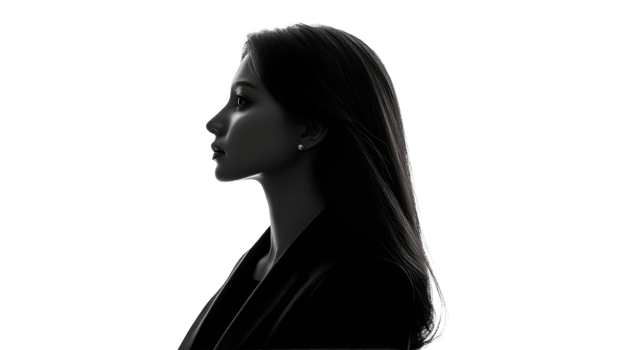 Profile silhouette of a woman with long hair png