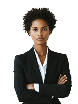 Confident professional woman standing with arms crossed png