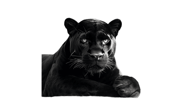 Majestic black panther resting in calm pose png