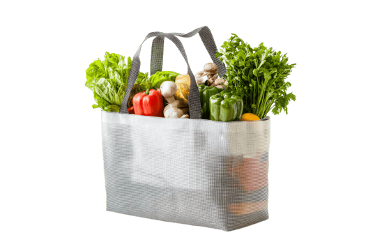 Fresh grocery bag filled with colorful vegetables png