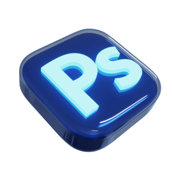 Blue Adobe photoshop 3D Glass Icon png