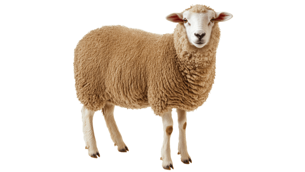 Cute sheep standing on transparent background png