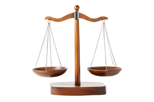 Wooden scales represent justice and fairness png
