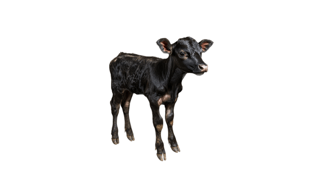Calf standing on a white background indoors png