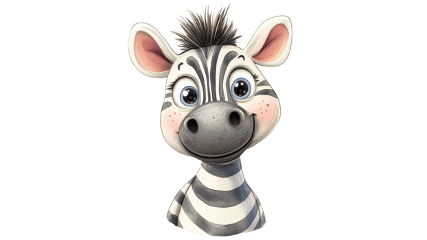Adorable zebra with big eyes and smile png