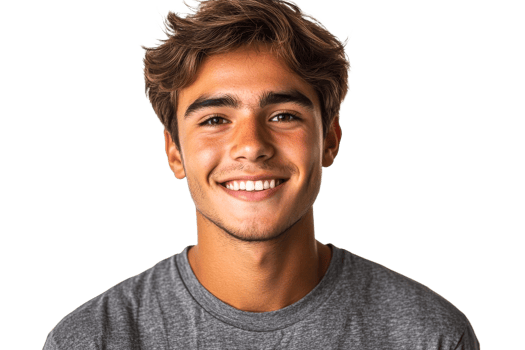 Smiling young man with casual gray shirt png