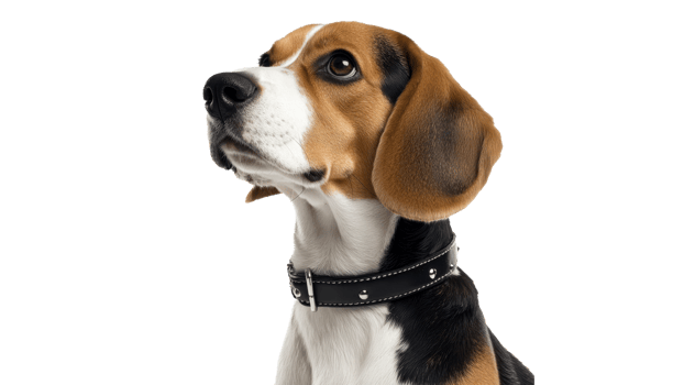 Beagle looking up with curious expression png
