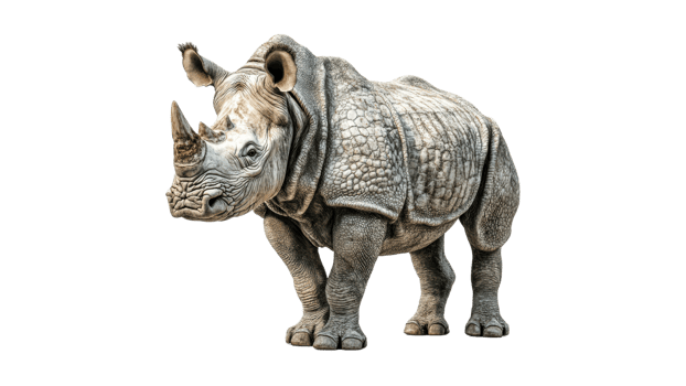 Rhinoceros standing on white background png