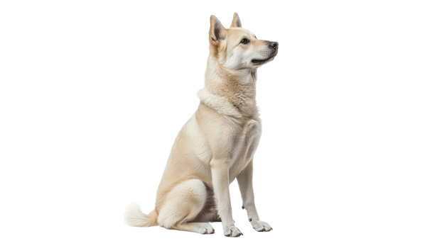 Dog sitting calmly and looking to the side png