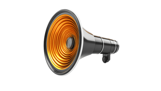 Vintage megaphone with bright orange casing png